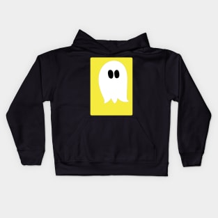 Cute ghost cartoon with BOO text in a yellow frame Kids Hoodie